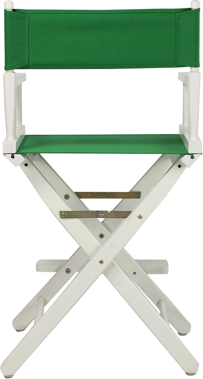 Casual Home – Silla de director de 24 in, marco blanco, con lona color verde, altura de mostrador