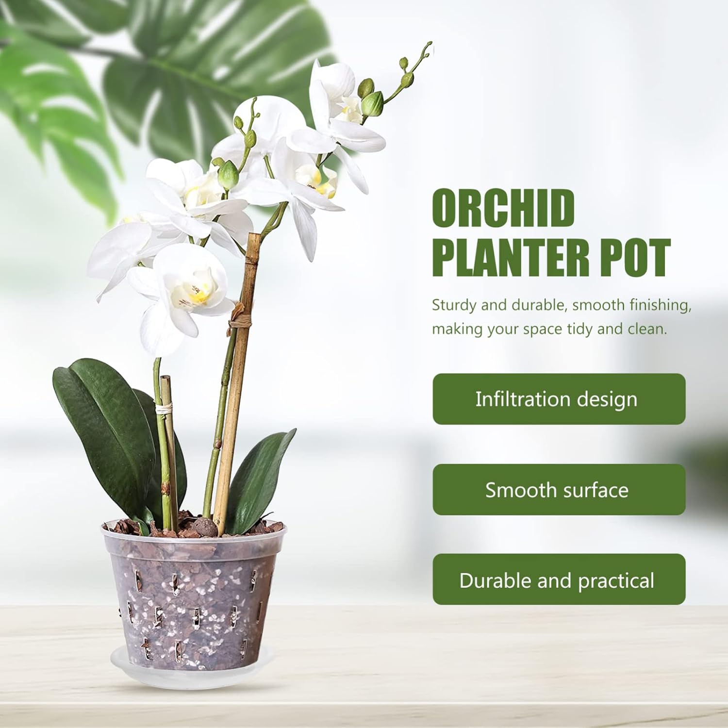 DOITOOL Macetero colgante para orquídeas, macetas de plástico para orquídeas con agujeros y platillos, macetas de orquídeas transparentes ranuradas