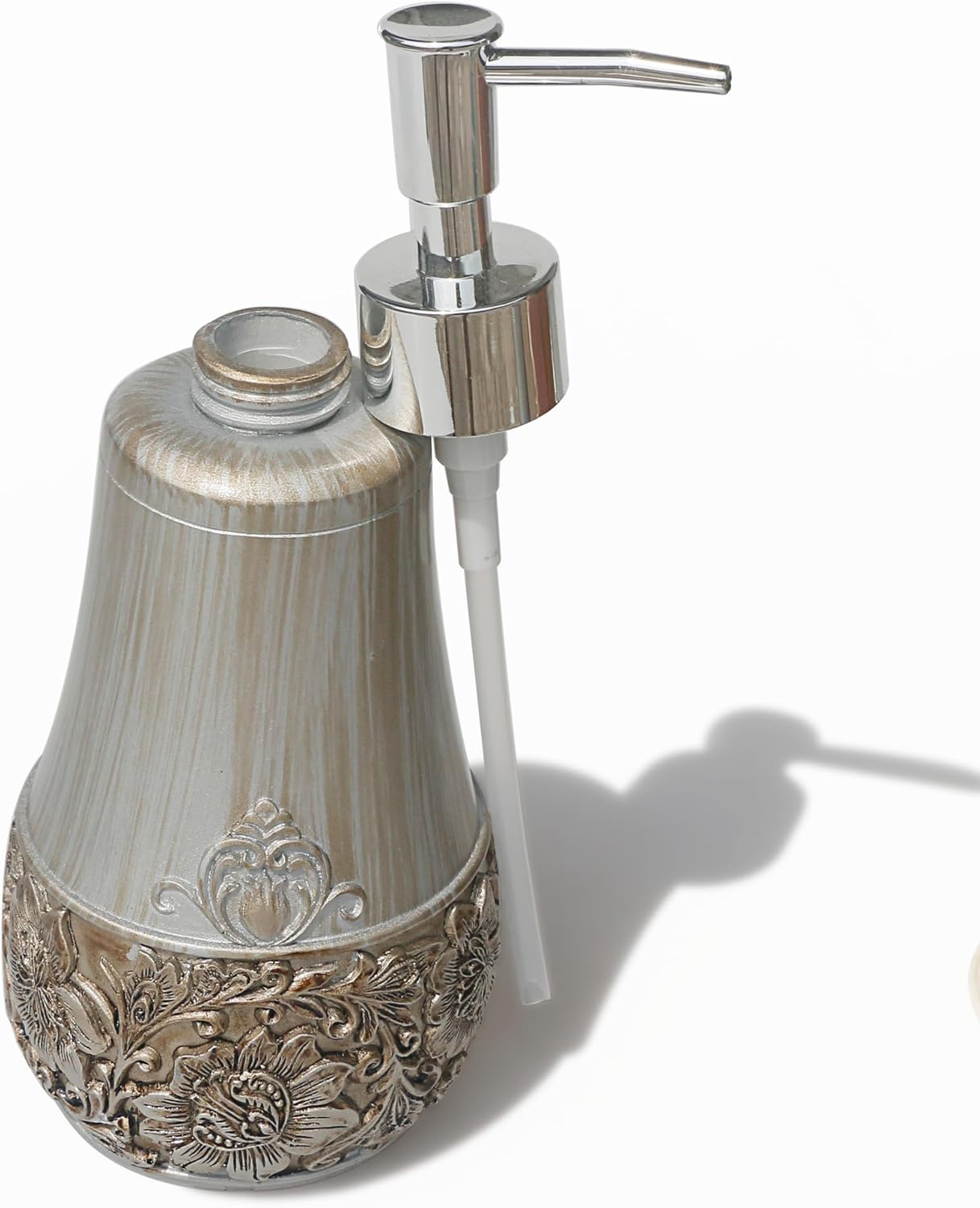 Juego de accesorios de baño de resina, estilo rústico que incluye 1 taza, 1 soporte para cepillos de dientes, 1 jabonera y 1 dispensador de jabón,