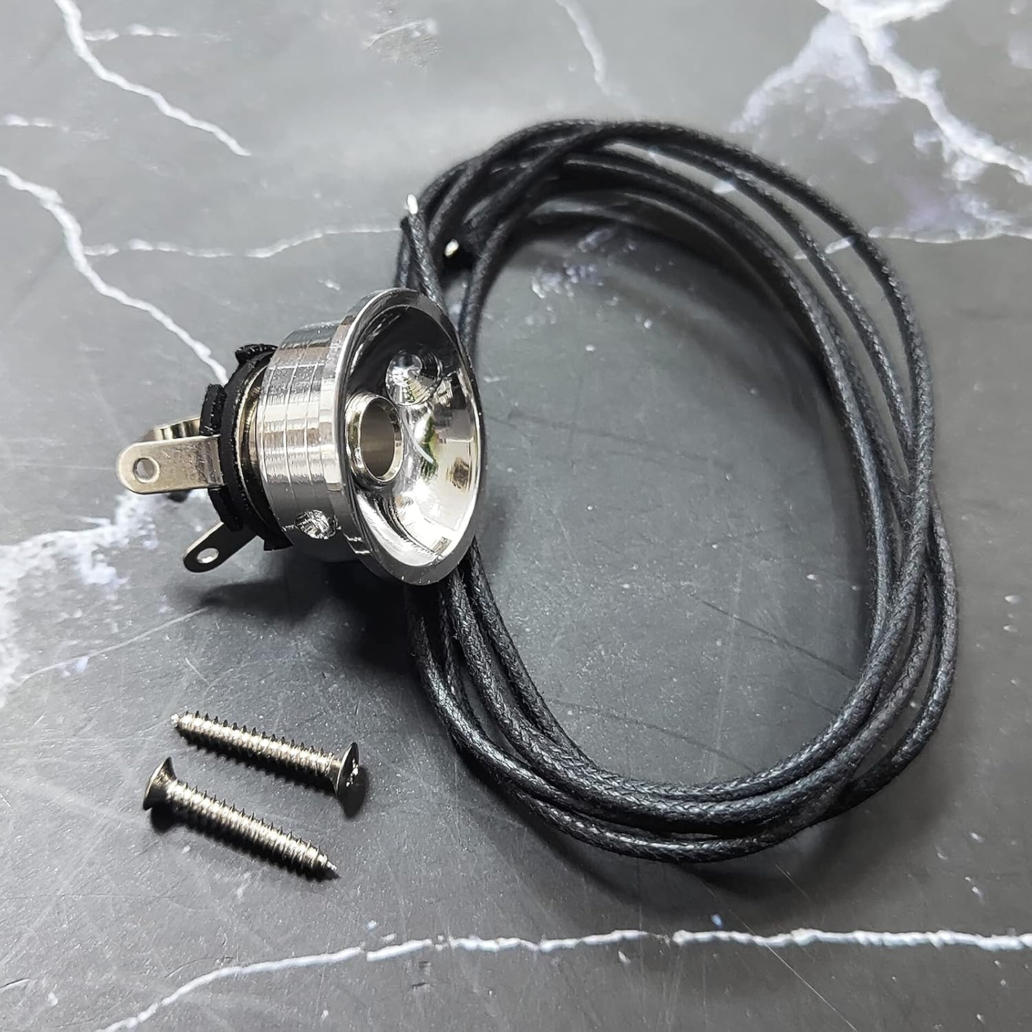 SAPHUE Soporte de placa de enchufe cromado para guitarra eléctrica, enchufe de 0.250 in, electrocohete empotrado, piezas de guitarra (entrega de