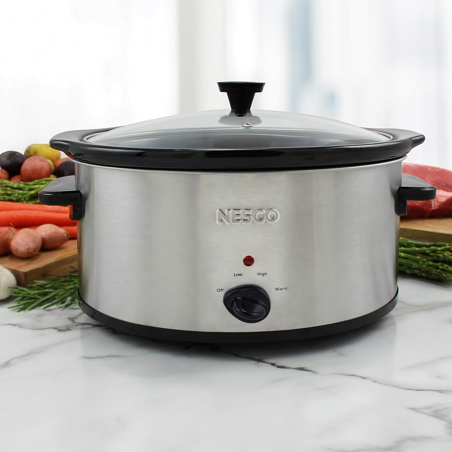 NESCO SC-6-25, olla de cocción lenta, 6 cuartos de galón, plata