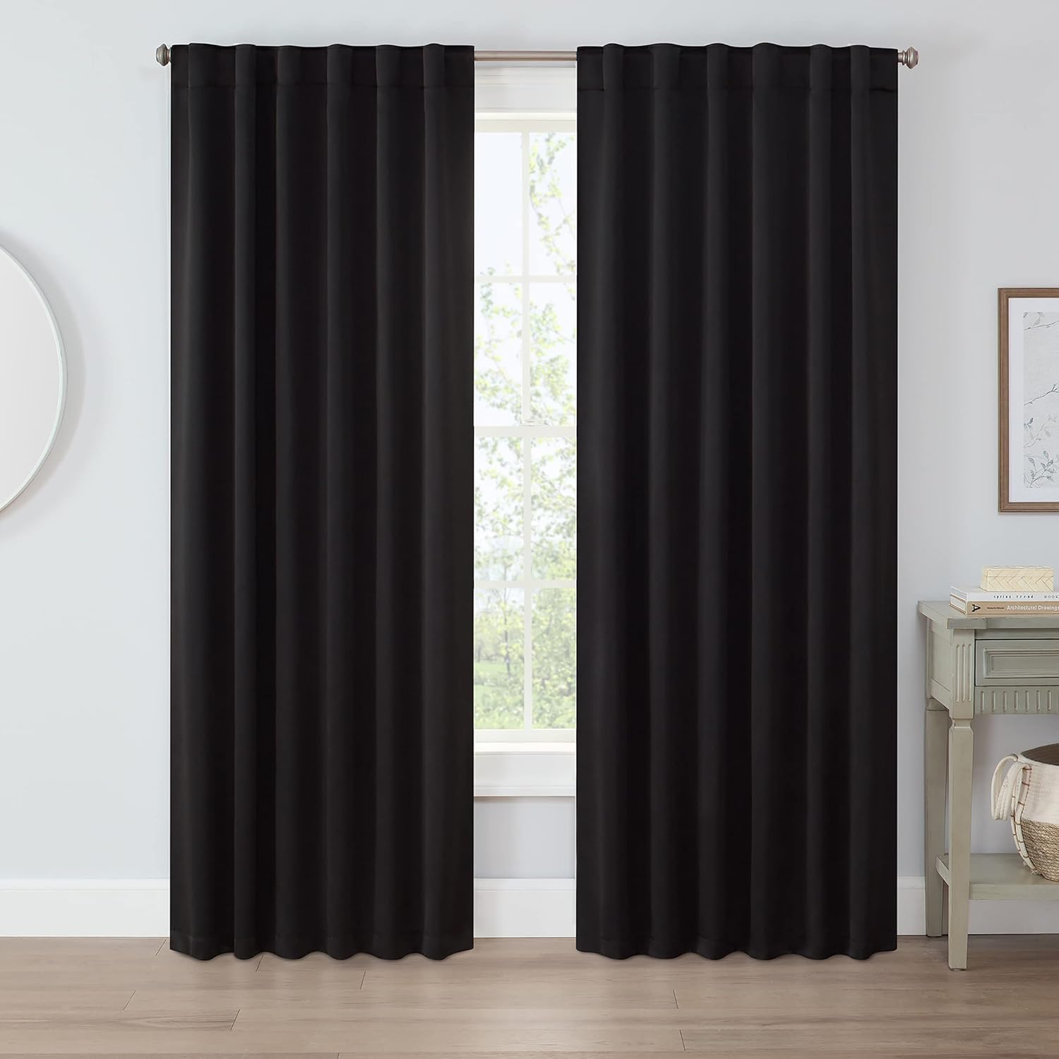 ECLIPSE Langley – Cortinas de triple tejido para oscurecimiento de habitaciones con bolsillo para cortinero (2 paneles), 52 x 63pulgadas, color