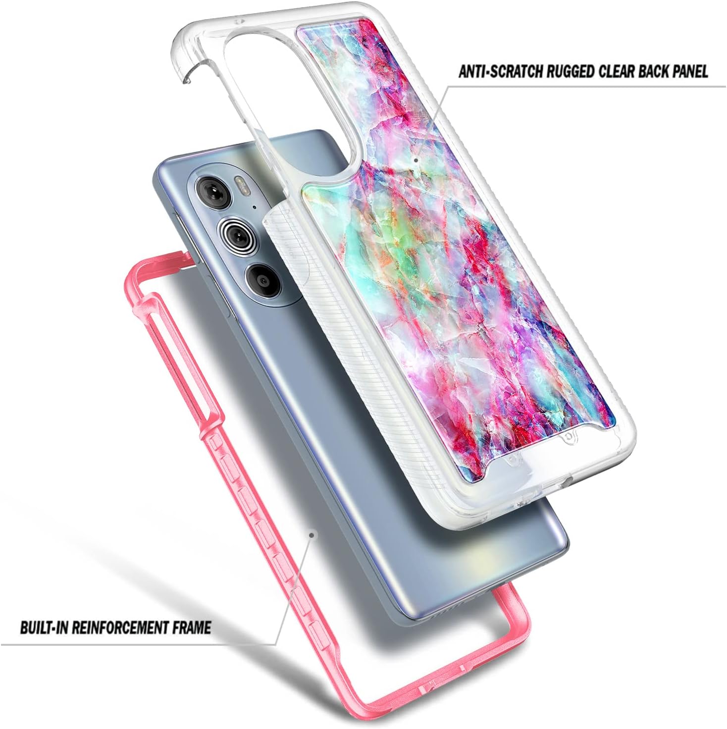 NZND Funda compatible con Motorola Edge Plus (2022) 5G de 6.7 pulgadasEdge Plus 5G UW (2022) con protector de pantalla incorporado, funda protectora