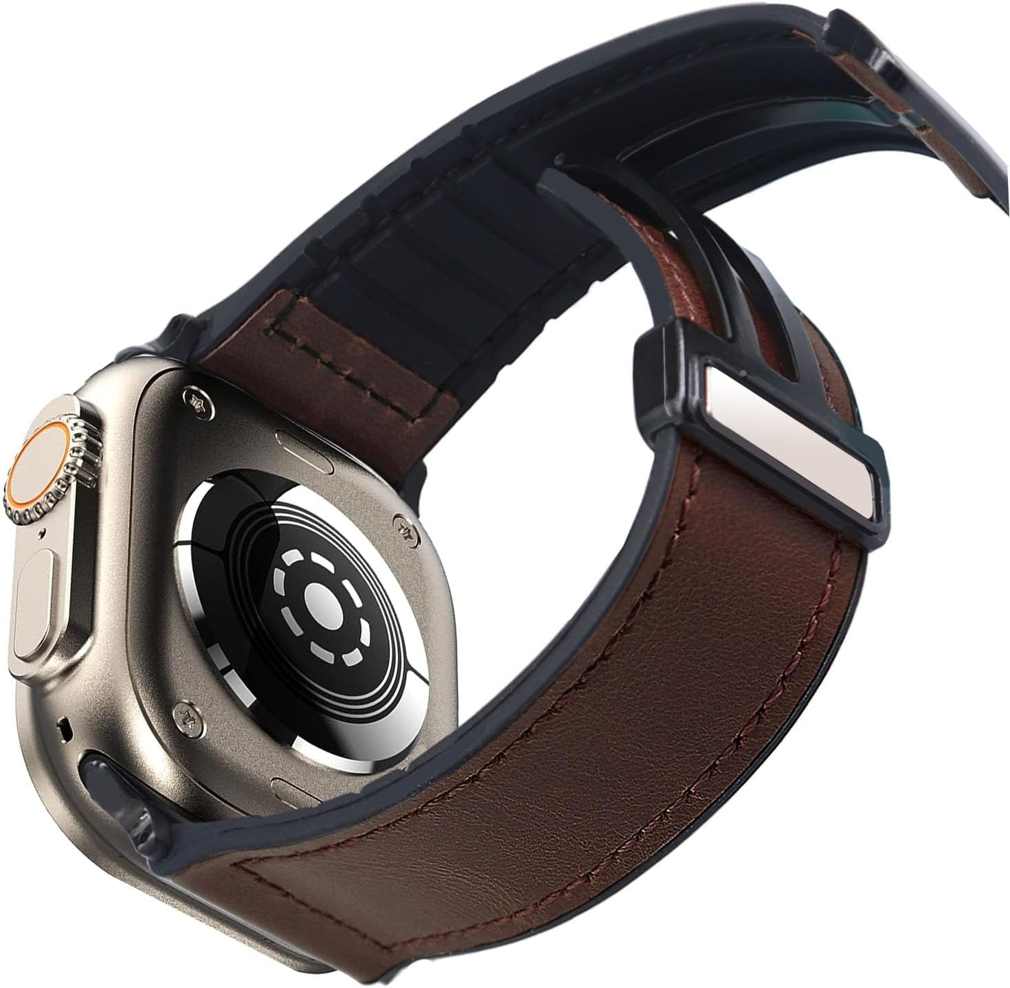 WestEagle Correa magnética de cuero compatible con Apple Watch Band de 1.929 in, 1.772 in, 1.732 in, 1.654 in, cuero genuino con hebilla magnética,