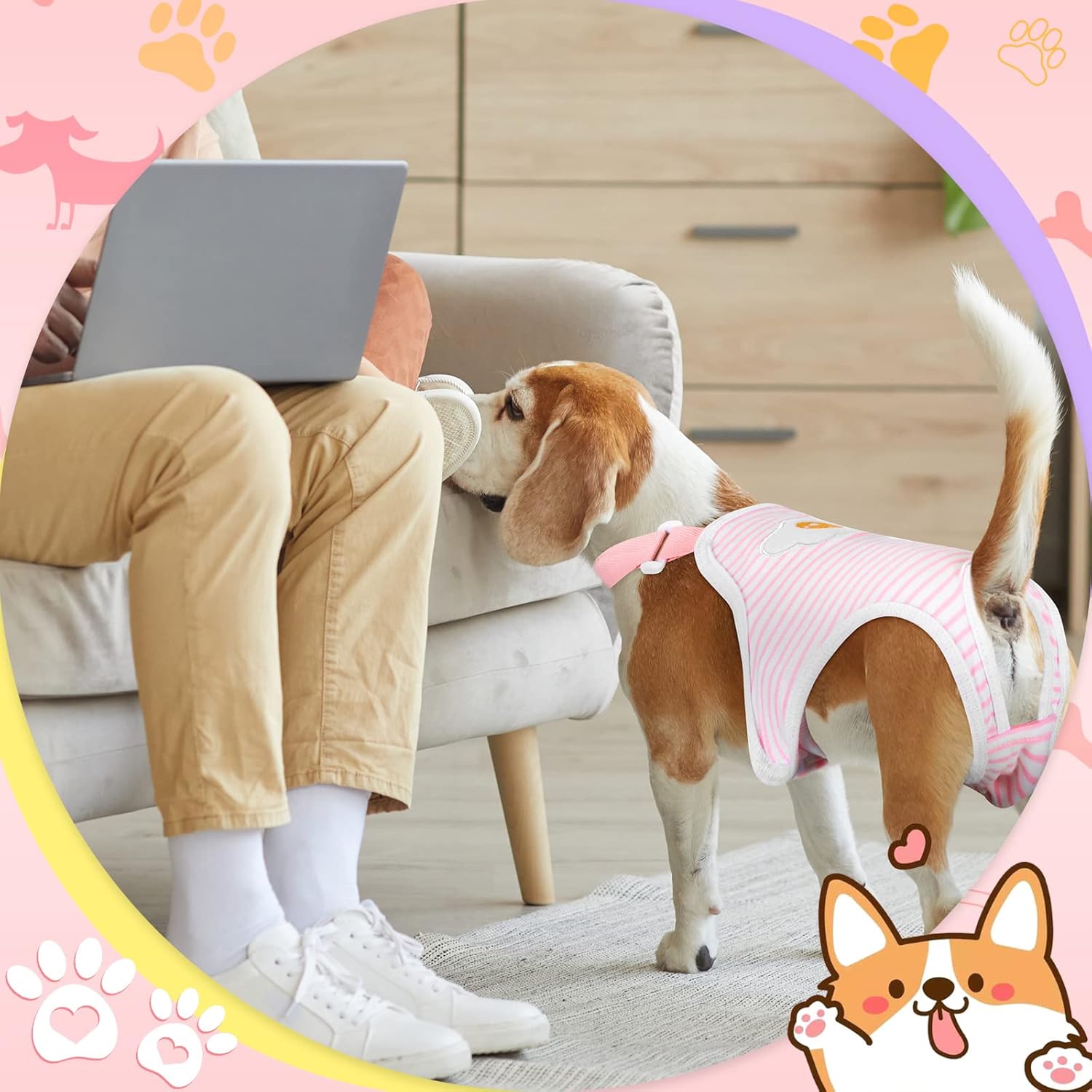 6 pañales para perro, bragas sanitarias a rayas con tirantes ajustables, lavables y reutilizables, ropa interior linda para perro, ropa interior