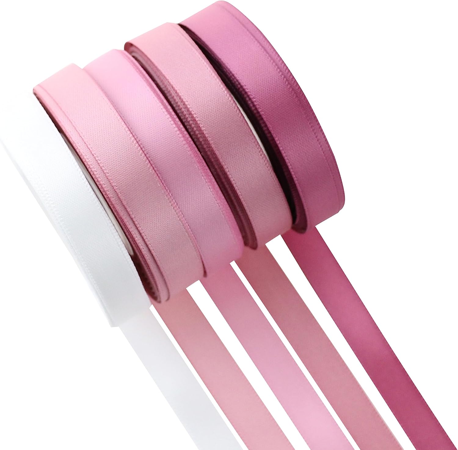 Cinta rosa polvorienta de 38 pulgadas, cinta de satén rosa polvoriento, 5 rollos de cinta rosa rosa para boda, cinta malva para envoltura de