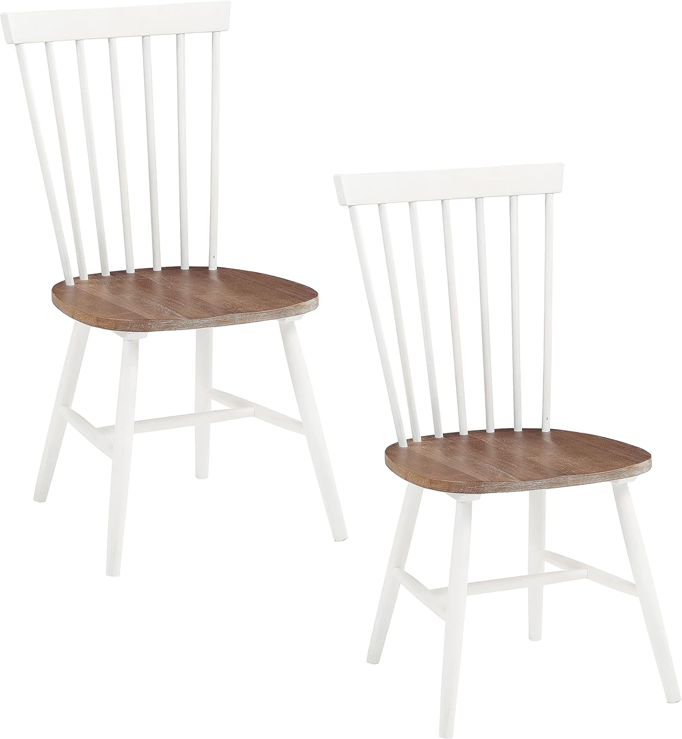 OSP Home Furnishings Eagle Ridge – Sillas de comedor tradicionales de madera maciza estilo Windsor, paquete de 2, color crema