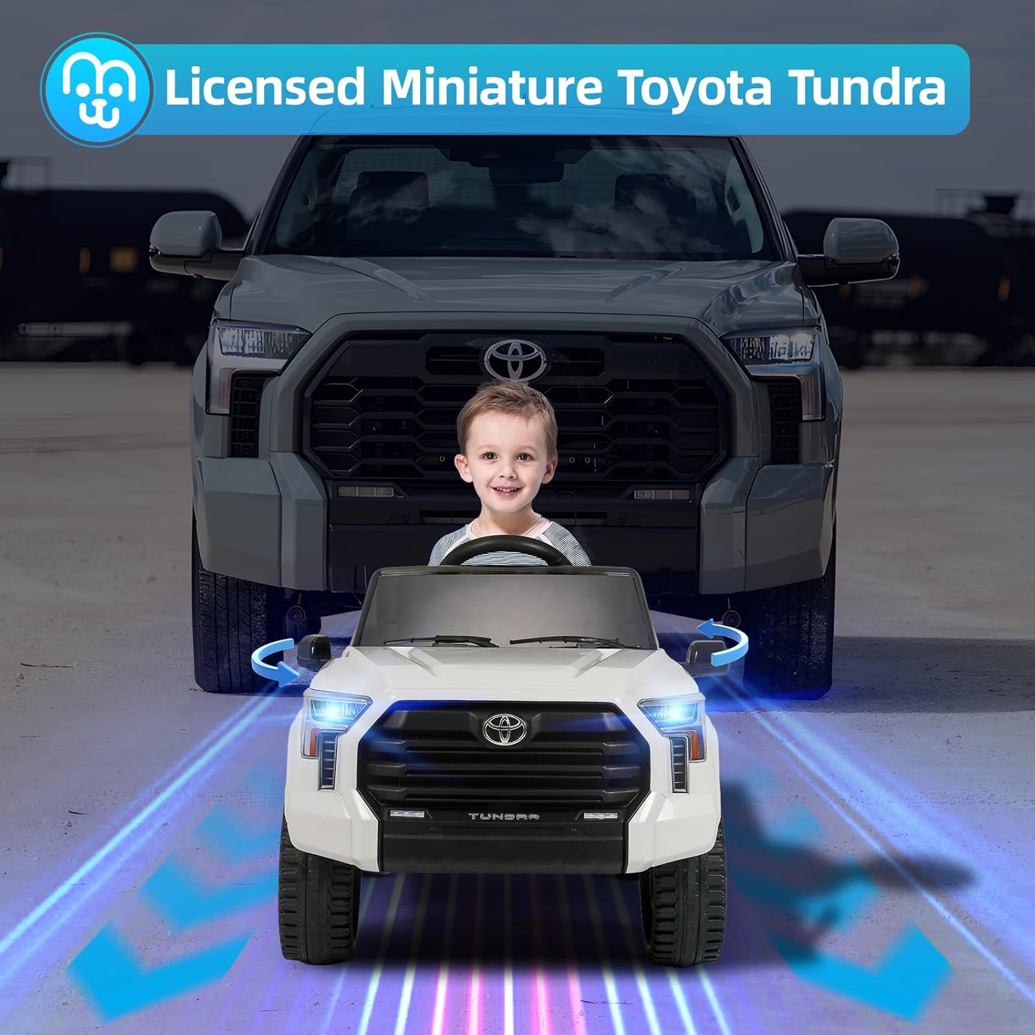 Toyota Tundra – Auto eléctrico con licencia para niños, batería de 12 V, 7 Ah, auto eléctrico para niños, camión, maletero, control remoto,