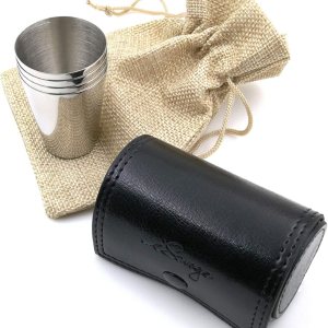 iSavage Vasos de chupito con funda de cuero negro de 1.2 onzas cada juego de 4 vasos de acero inoxidable 188, 1 bolsa reutilizable – YM201 iSavage Vasos de chupito con funda de cuero negro de 1.2 onzas cada juego de 4 vasos de acero inoxidable 188, 1 bolsa reutilizable – YM201