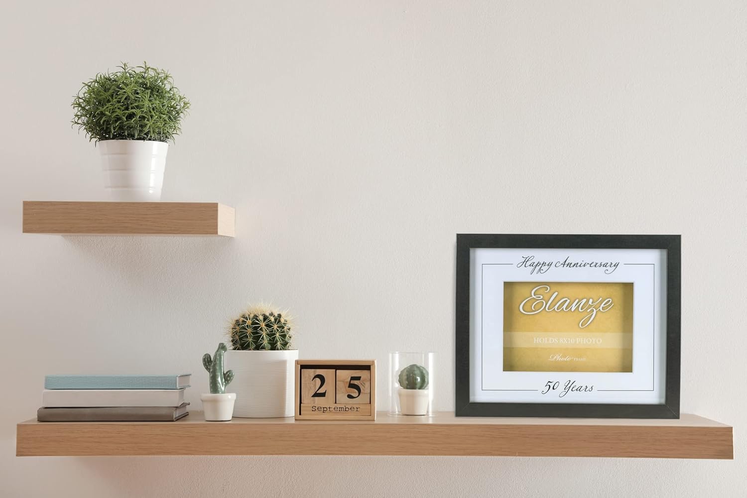 Elanze Designs 50th Anniversary Love Never Fails – Marco de fotos de madera negra (8 x 10 pulgadas)