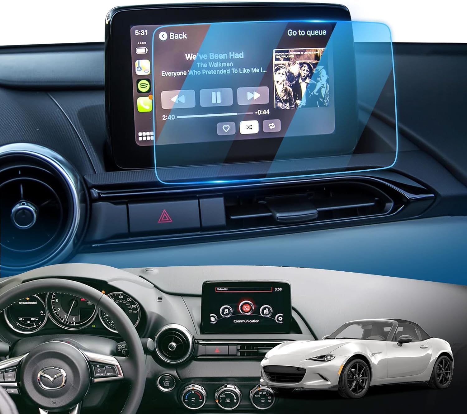 LFOTPP Protector de pantalla de navegación de 7 pulgadas para F i a t 124 Spider(2017-2020), Mazda MX-5 Miata (2016-2023), Mazda CX-3 (2016-2021),