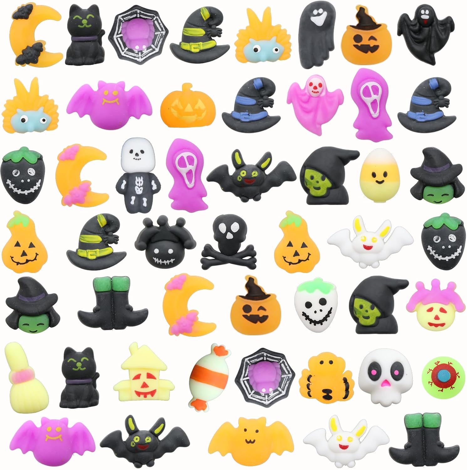 50 piezas de juguetes esponjosos Mochi para fiestas de Halloween, mini juguetes esponjosos, lindos juguetes para apretar, alivio del estrés,