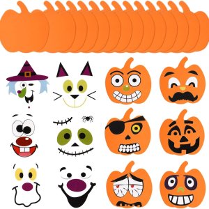 Kit de 32 piezas de manualidades de calabaza de espuma de Halloween y calcomanías de espuma de calabaza, calcomanías autoadhesivas de Halloween para Kit de 32 piezas de manualidades de calabaza de espuma de Halloween y calcomanías de espuma de calabaza, calcomanías autoadhesivas de Halloween para