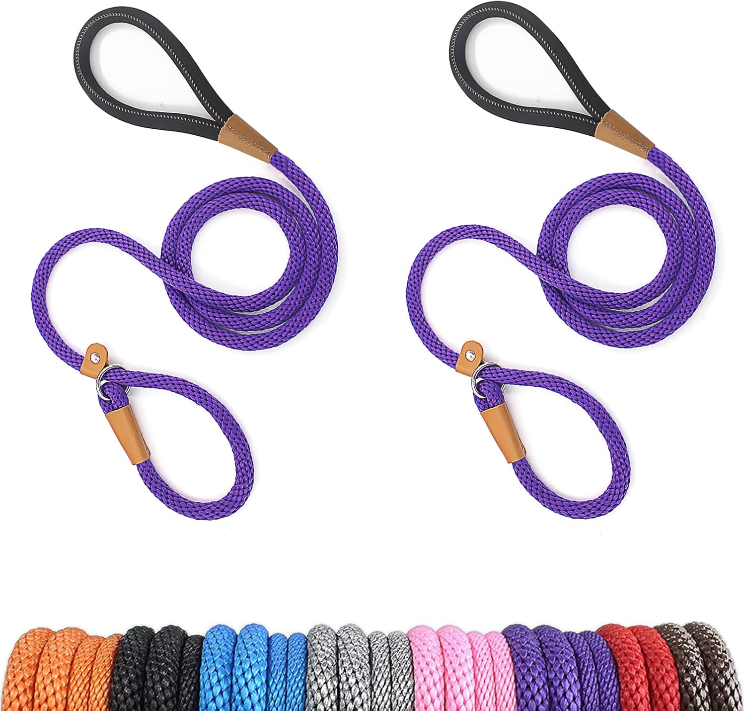 lynxking Paquete de 2 correas antideslizantes para perros de 6 pies, resistentes y trenzadas, correas de entrenamiento para perros medianos, grandes