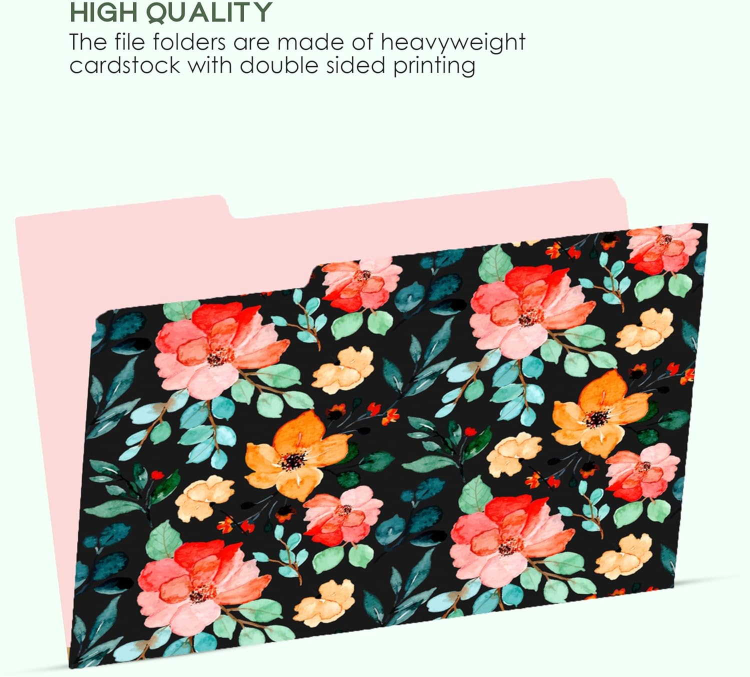 BEE brand Paquete de 12 carpetas de archivos decorativas, bonitas carpetas florales para archivos de negocios y oficina, bonitas carpetas de