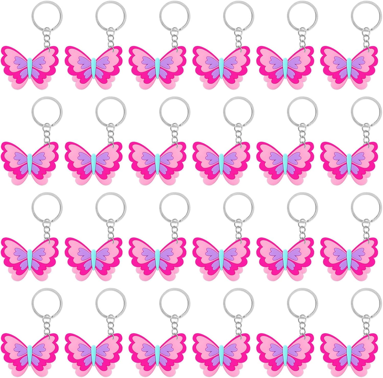 Paquete de 24 llaveros de mariposa para decoración de fiesta para invitados, fiesta temática de mariposas, baby shower, fiesta escolar, cumpleaños