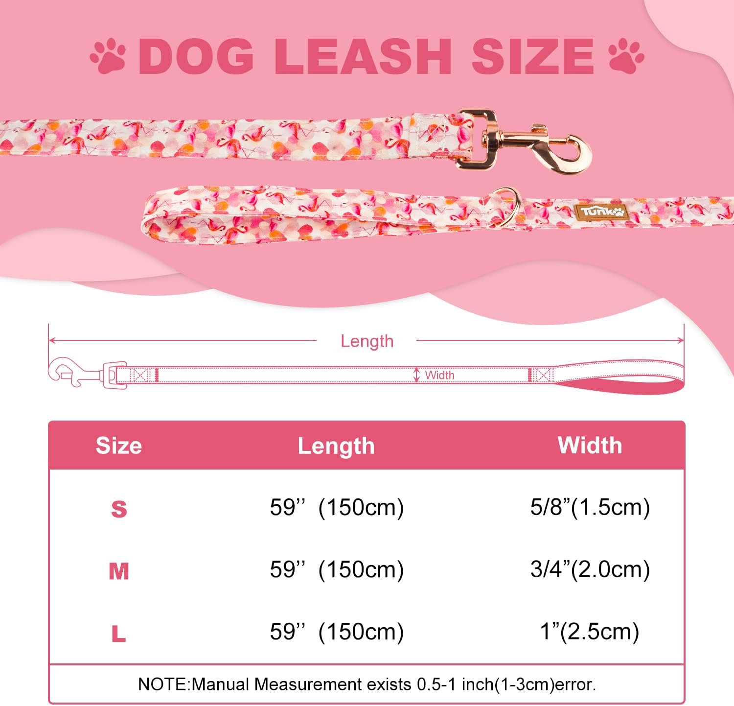 Correa para perro con forma de corazón de flamenco rosa, elegante, segura, cómoda para perros pequeños, medianos y grandes, mascotas para caminar