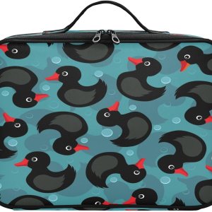 Duck Turquoise makeup bag travel cosmetic case make up travel bag toiletry bag with compartments portable makeup bag opens flat bolso de maquillaje Duck Turquoise makeup bag travel cosmetic case make up travel bag toiletry bag with compartments portable makeup bag opens flat bolso de maquillaje