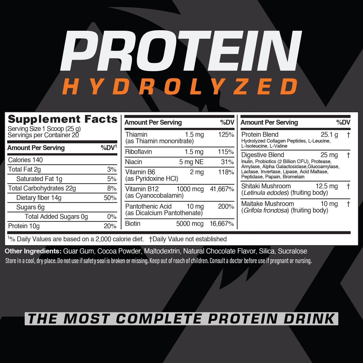 AX Nutrition Proteína hidrolizada en polvo de 17.64 oz  Sabor a chocolate  Colágeno hidrolizado infundido con una mezcla de vitaminas  Apoya el