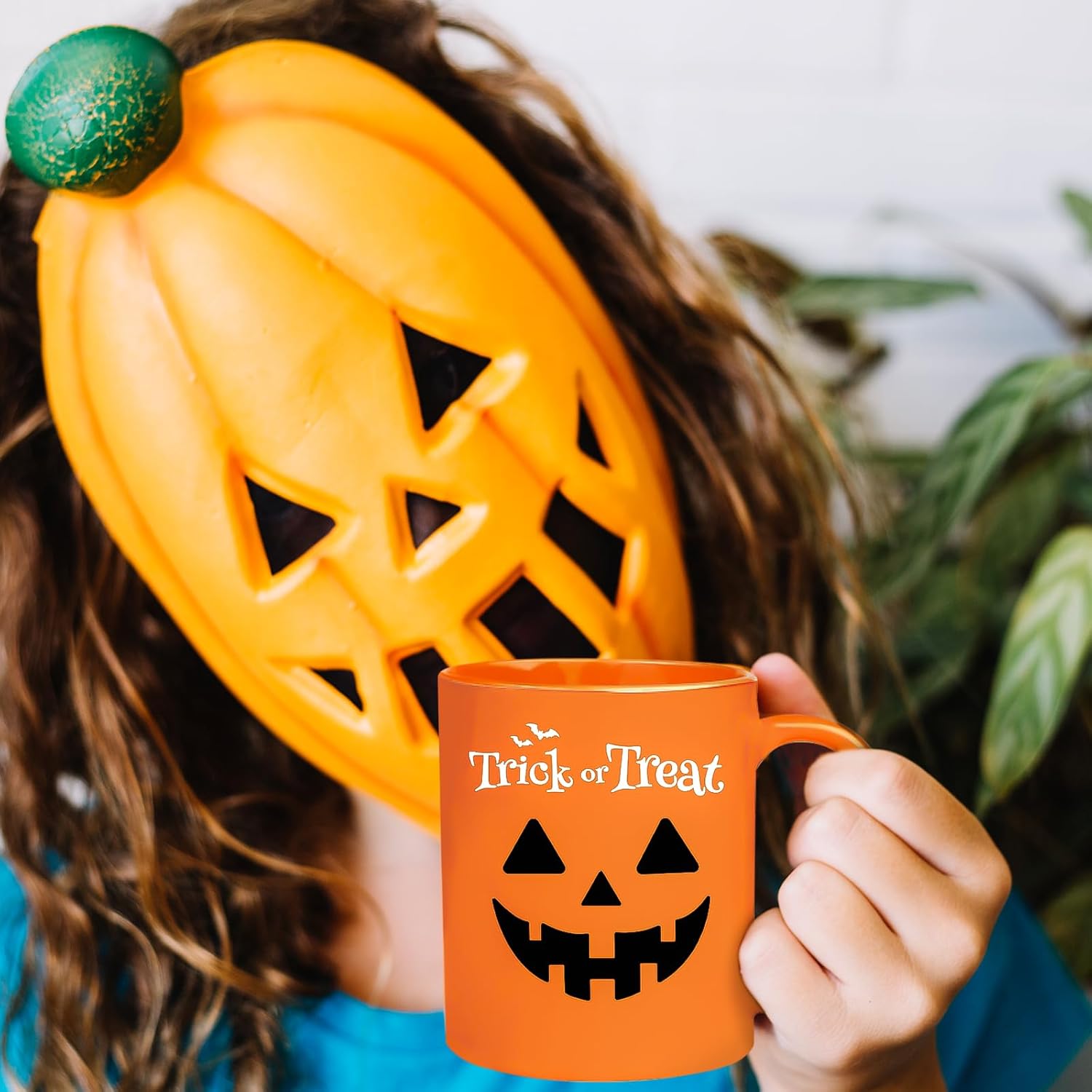 Whaline Juego de 2 tazas de Halloween de 12 onzas con diseño de calabaza, tazas de café de cerámica para el hogar, escuela, oficina, centros de