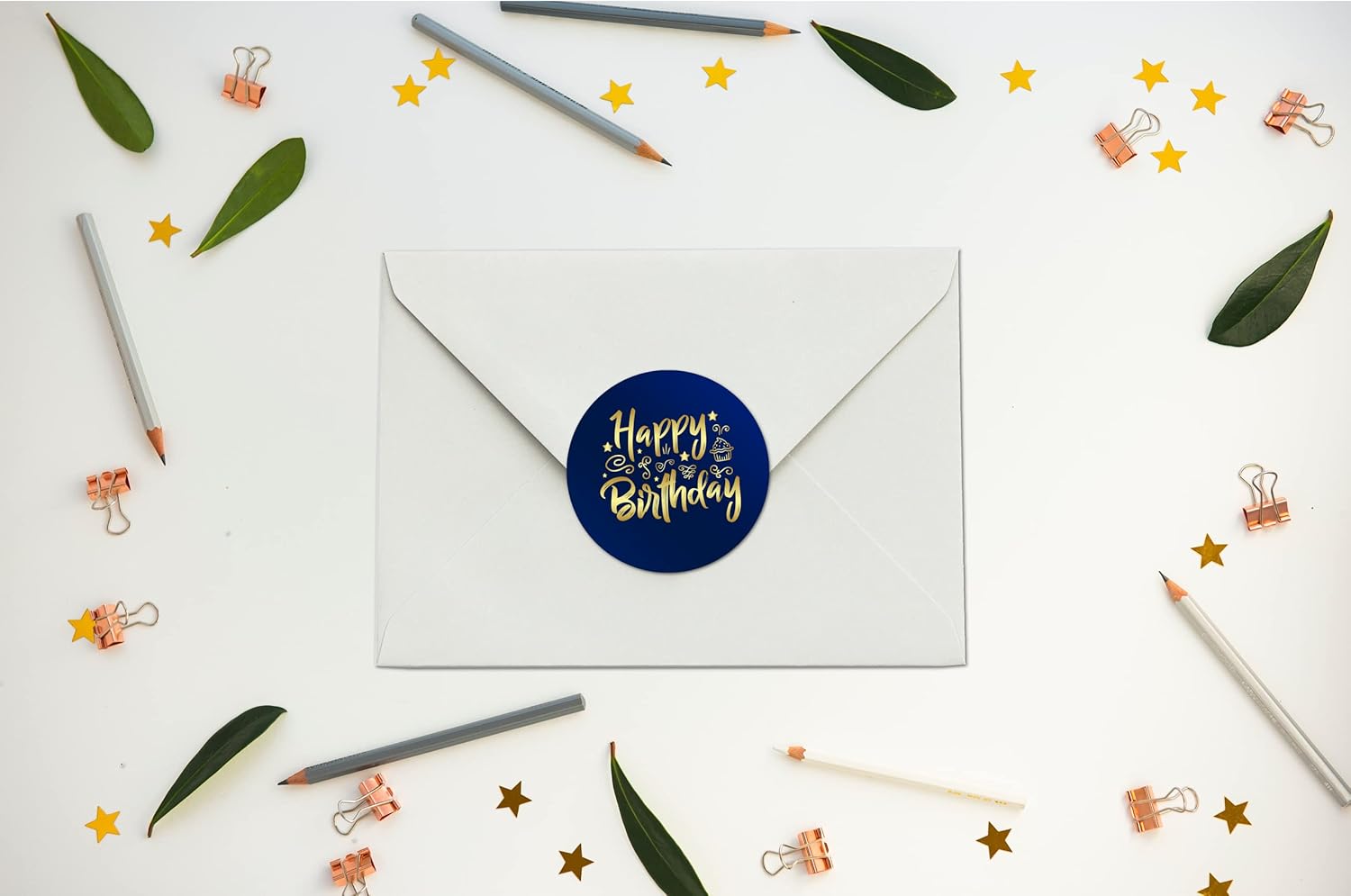 40 calcomanías de feliz cumpleaños, etiquetas redondas brillantes grandes de 2 pulgadas, ideal para fiestas de cumpleaños, caja de regalo, bolsa de