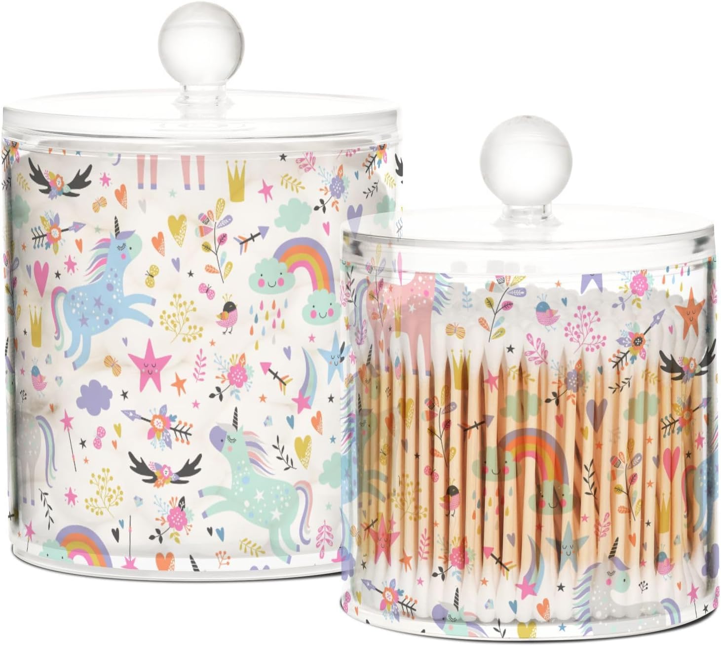 Unicorns Jars with Lids Storage Jars Bathroom Canisters Laundry Pods Container Cotton Ball Holder for Dorm Room Essentials for College Students Girls