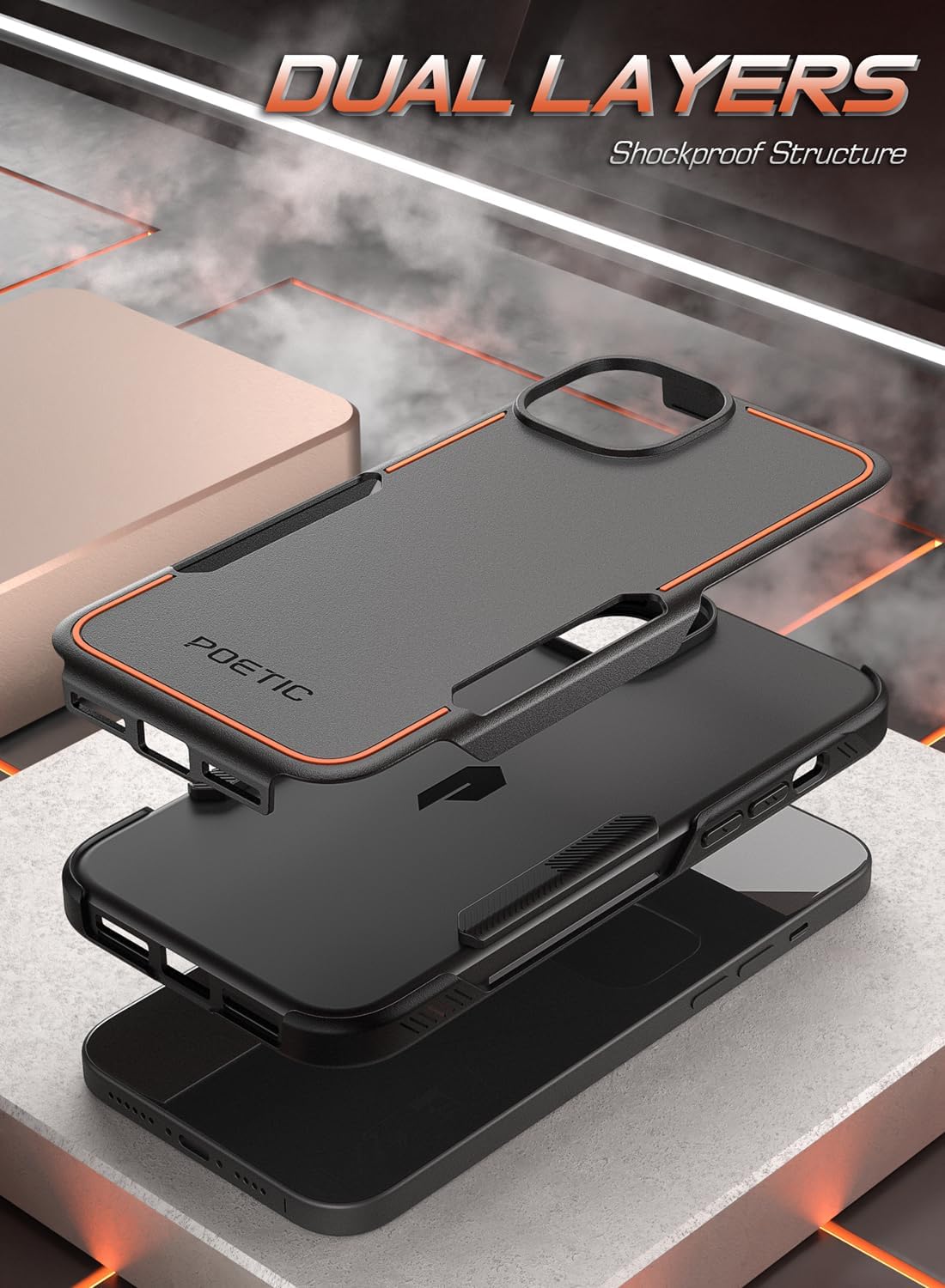 Poetic Neon Series – Funda para iPhone 15, de doble capa, resistente, resistente, ligera, delgada, a prueba de golpes, protección contra caídas,