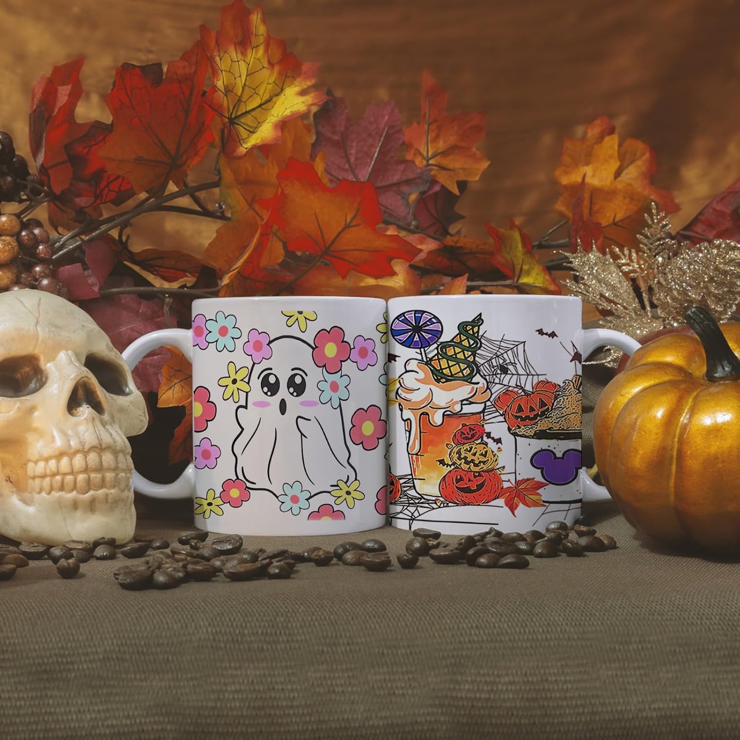 Envoltura de taza DTF UV para Halloween, 12 hojas de calcomanías de transferencia impresas de calabaza de Halloween para UV DTF, calcomanías de
