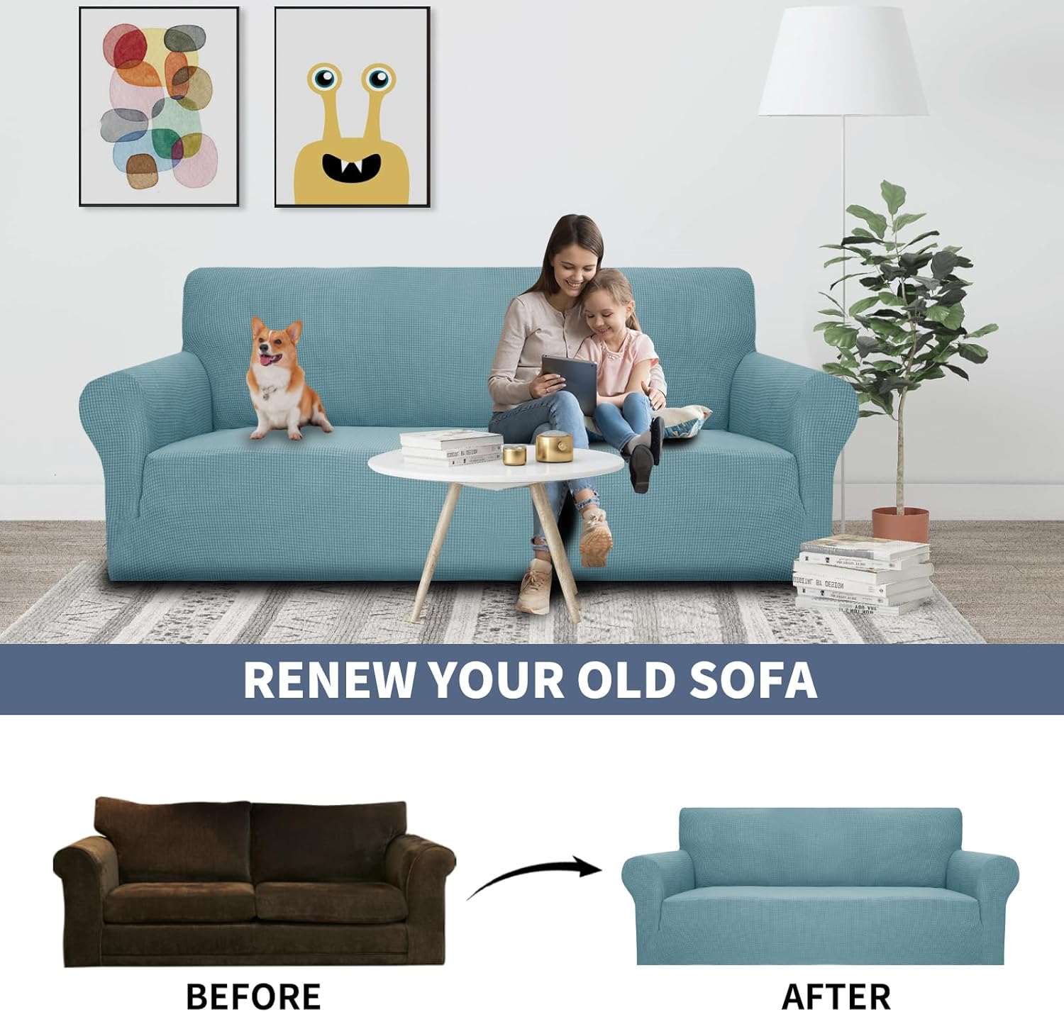 JIVINER – Fundas de sofá de alta elasticidad para sillón de 3 plazas, fundas de sofá elásticas de jacquard de 1 pieza, fundas para sofá
