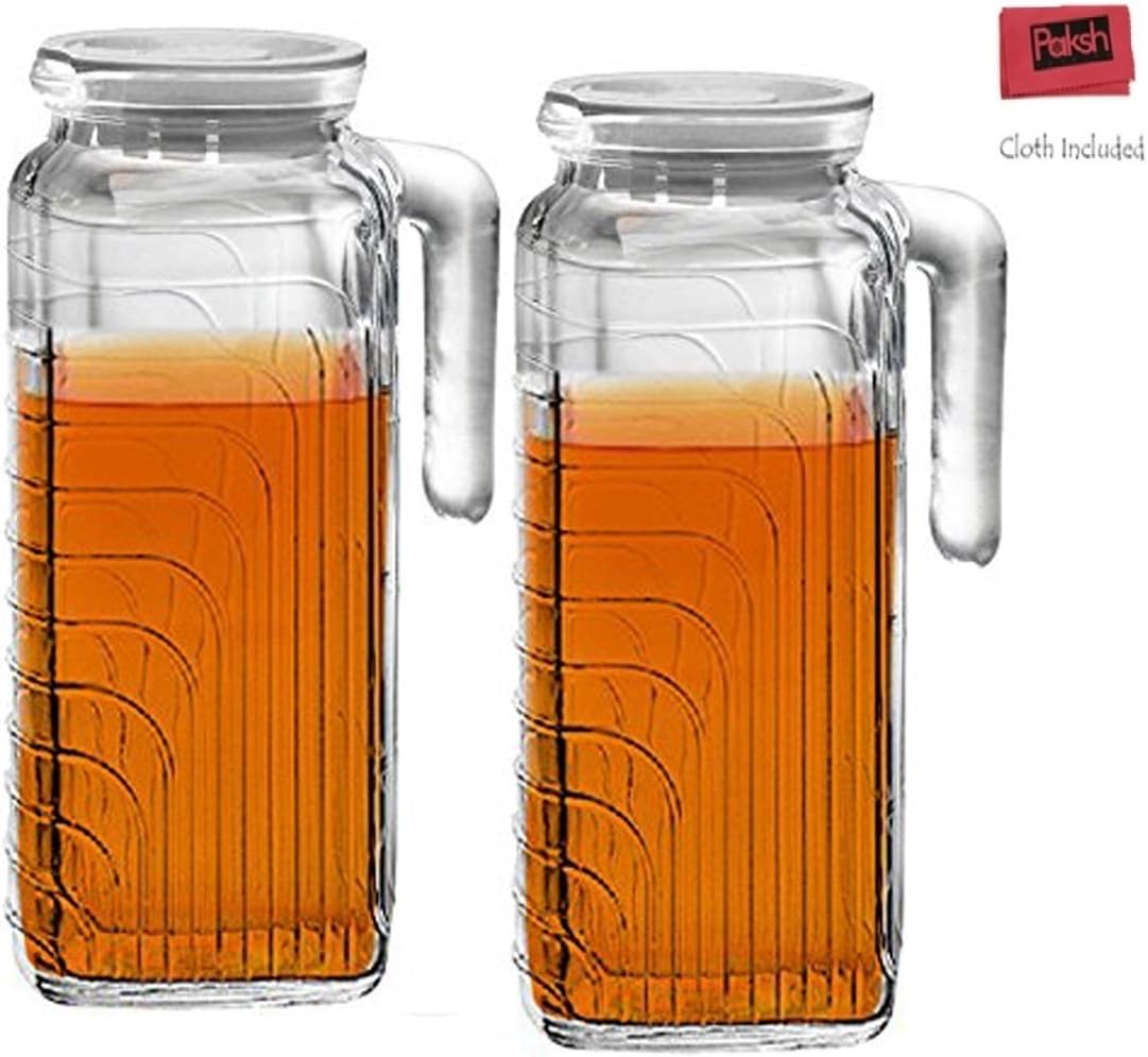 Bormioli Rocco Gelo – Jarra de vidrio (1,2 litros, tapa blanca, 2 unidades)