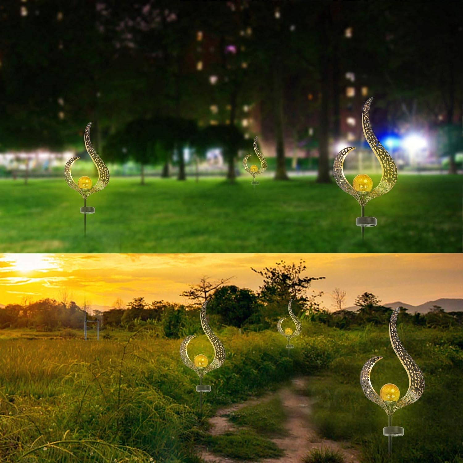 Fydun 2 Pack Solar Lights Outdoor Decorative Lights for Garden Courtyard Lawn Courtyard Pathway Lighting Warm White for Men and Women