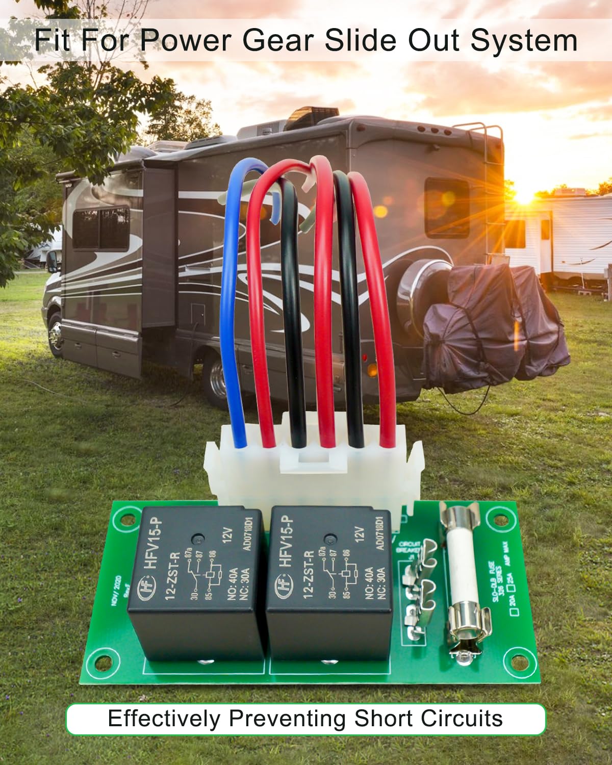 Tablero de control de relé deslizante RV compatible con Power Gear Reemplazar 14-1130 140-1130 14-1096 246063 368859 con conector de arnés de cables