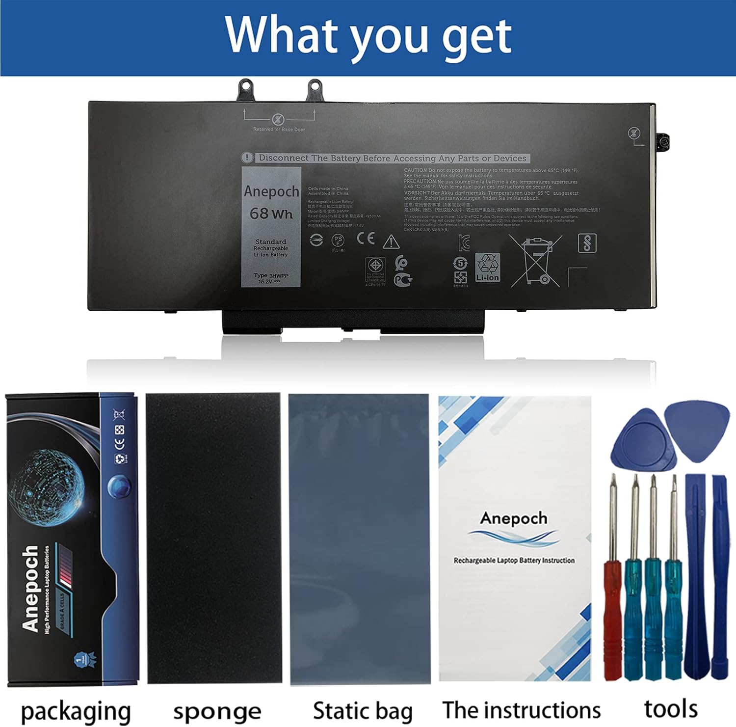 3HWPP – Batería de repuesto para laptop Dell Latitude 5401 5411 5501 5511 Precision 3541 3551 Series Notebook 03HWPP 10X1J N2NLL 1VY7F 01VY7F 15.2V