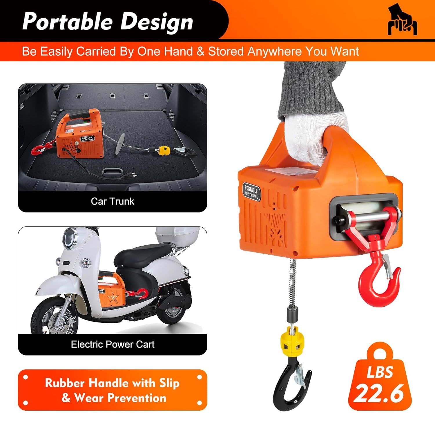 Cabrestante de polipasto eléctrico  2200 libras  25 pies  110 V  cabrestante de polipasto eléctrico 3 en 1  Control remoto manual, con cable e