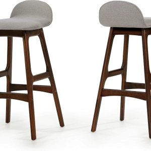 Christopher Knight Home Taburetes de bar de tela Anatoli, juego de 2 piezas, gris claro Christopher Knight Home Taburetes de bar de tela Anatoli, juego de 2 piezas, gris claro