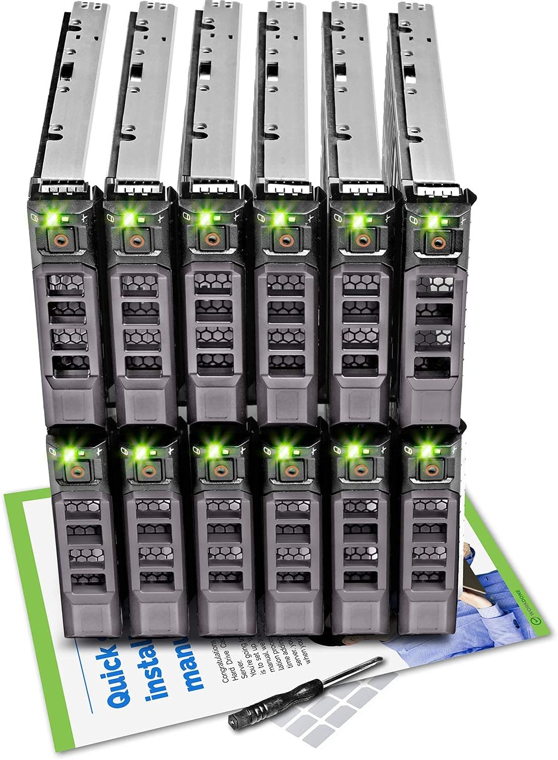 WORKDONE Paquete de 12 unidades  Organizador para discos duros de 3.5 pulgadas  Compatible con servidores Dell PowerEdge seleccionados de 11 a 13