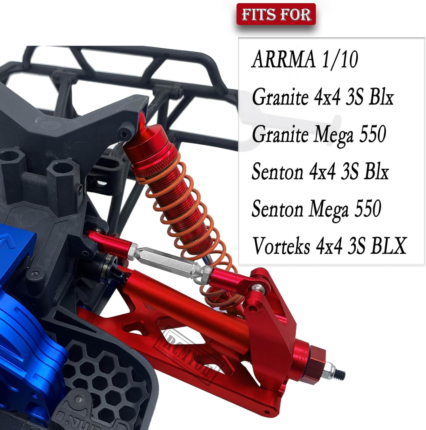Pieza de mejoras para 110 Arrma VorteksGranitoSenton 4×4 3S Blx Mega 550, amortiguadores RC, torre de choque, brazo de suspensión delantero y