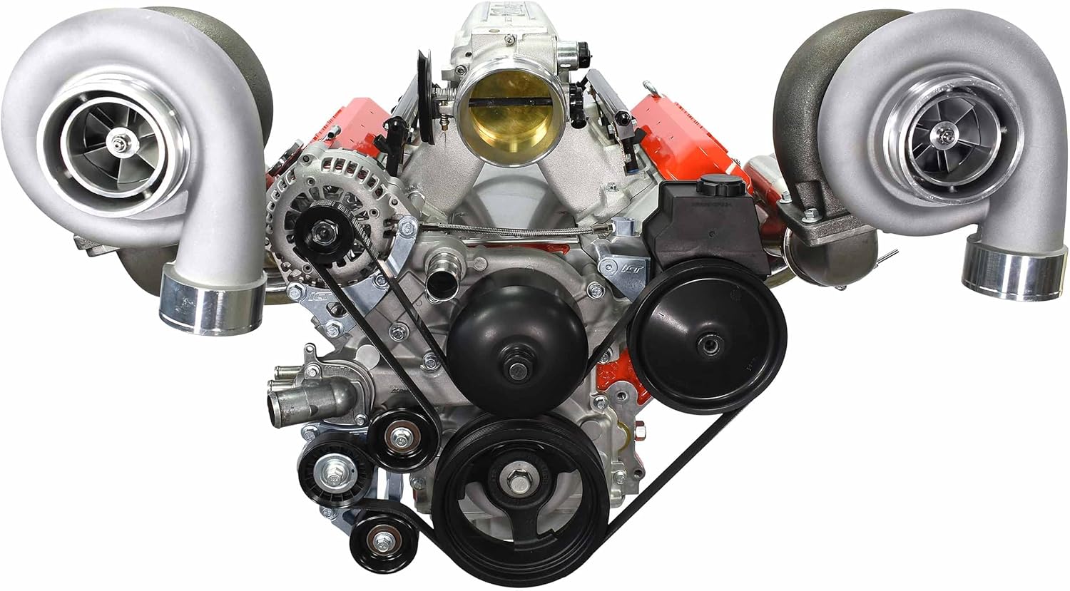ICT Billet LS Turbo Alternador y soporte de dirección asistida Kit para bomba de agua LS1 LS3 Fabricado en Estados Unidos Aluminio Compatible con GM