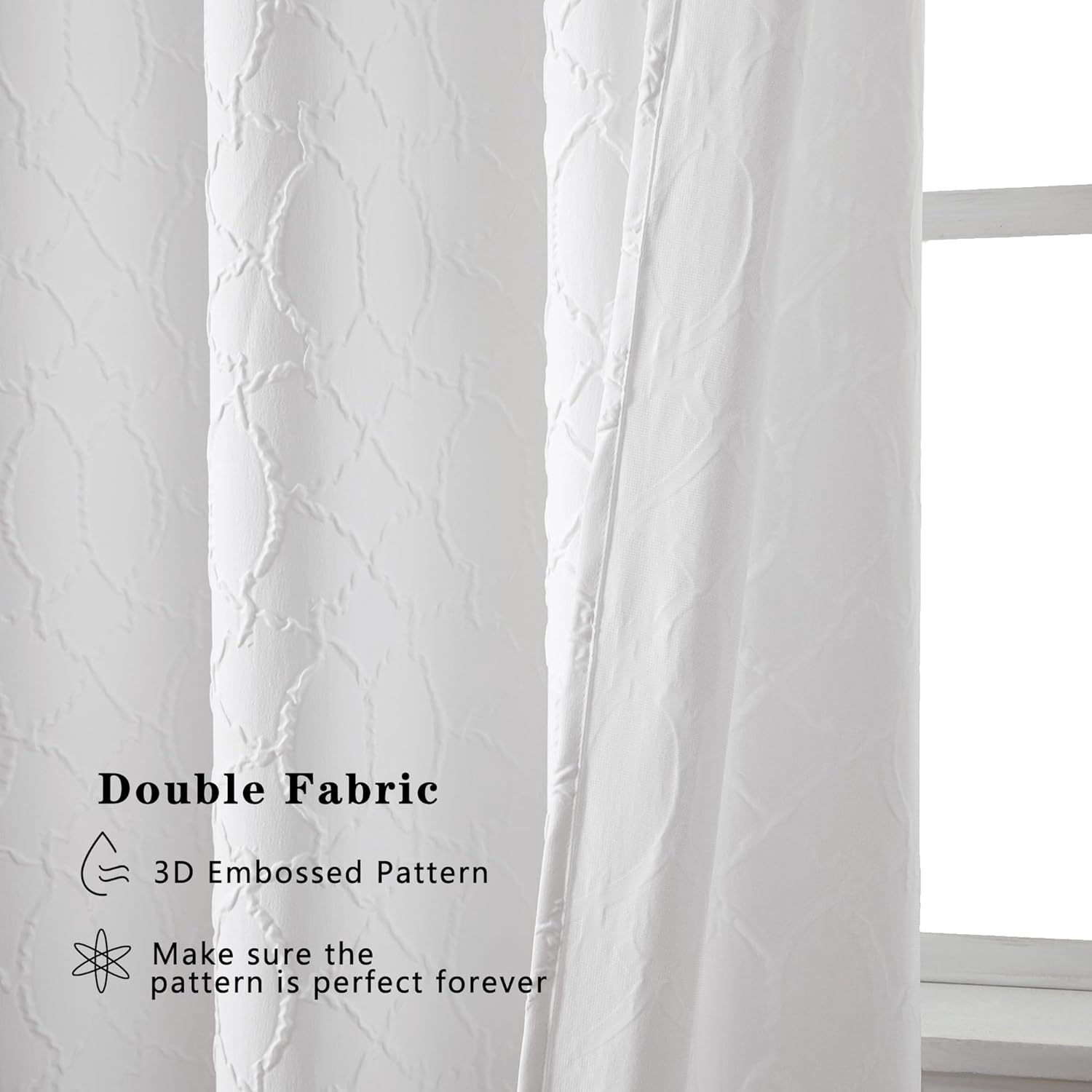 Grace – Cortinas blancas filtrantes de luz para sala de estar, juego de 2 paneles de 84 pulgadas de largo, cortinas y paneles de tela suave
