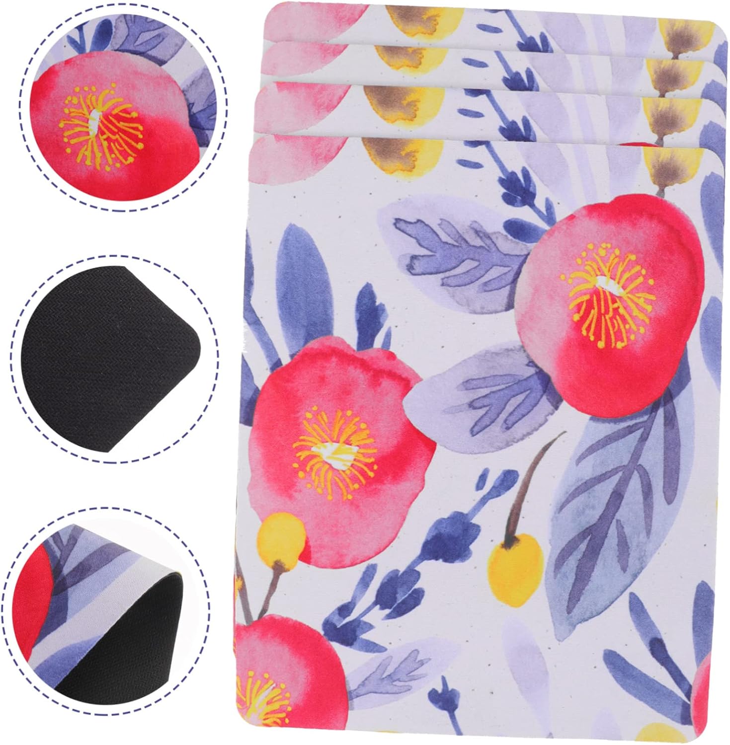 Tofficu 20 alfombrillas de mouse con diseño floral, color blanco, cuadrada, antialmohadilla, grande, para laptop, computadora, mouse pad para