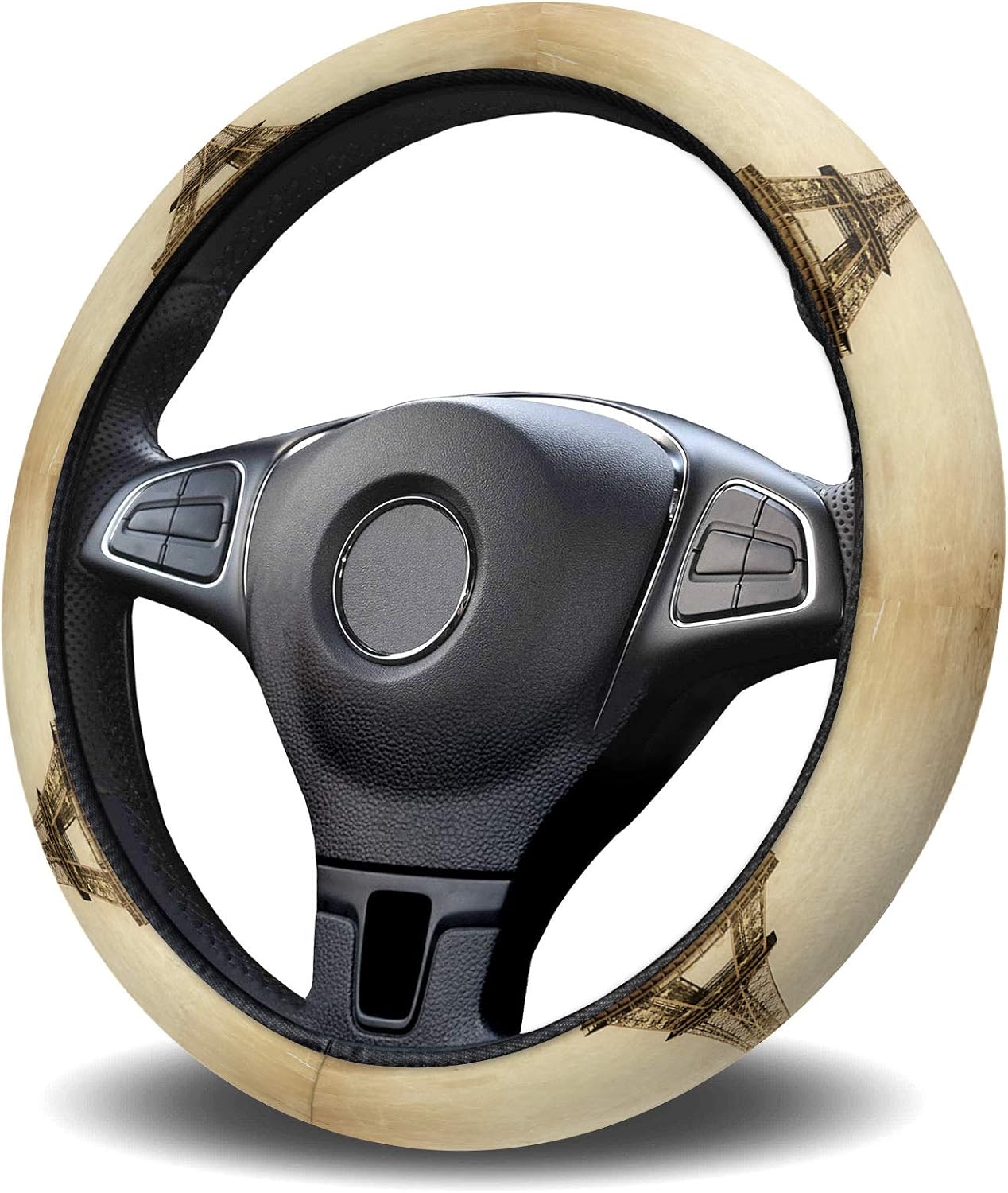 Funda protectora para volante de automóvil, de esponja elástica francesa, París, funda protectora para vehículos, camiones, SUV, accesorios