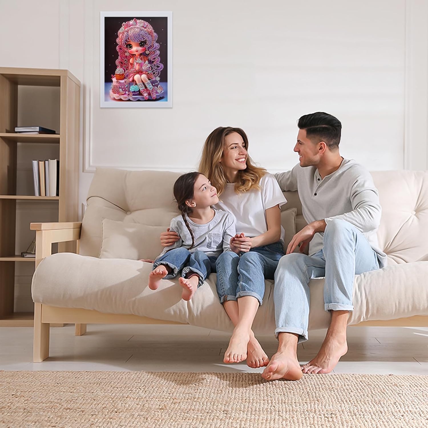 PracticeJQDEN Kits de pintura de diamantes 5D, arte de gemas para niños, kits de pintura por números con marco, kits de manualidades y puntos para