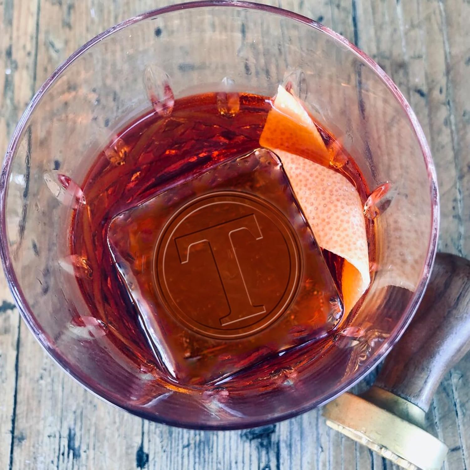 CRASPIRE Sello de hielo con letras en T de 1.2 pulgadas con cabeza de latón extraíble, mango de madera, sello de marca de hielo para cóctel, fiesta,