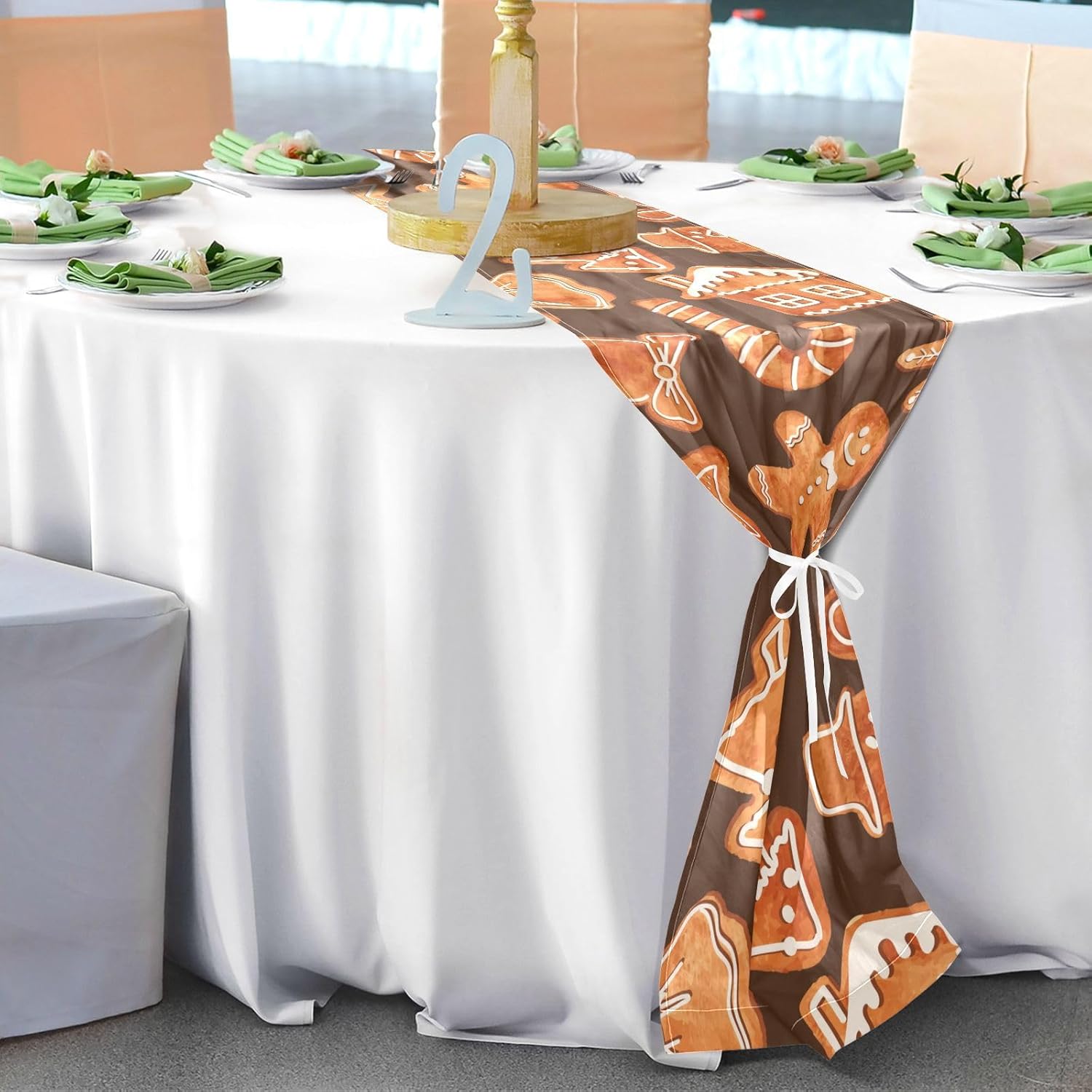 Christmas Gingerbread Cookies Table Runner Autumn Table Runner for Dining Table Decor Christmas Table Runner 120 Inches Long