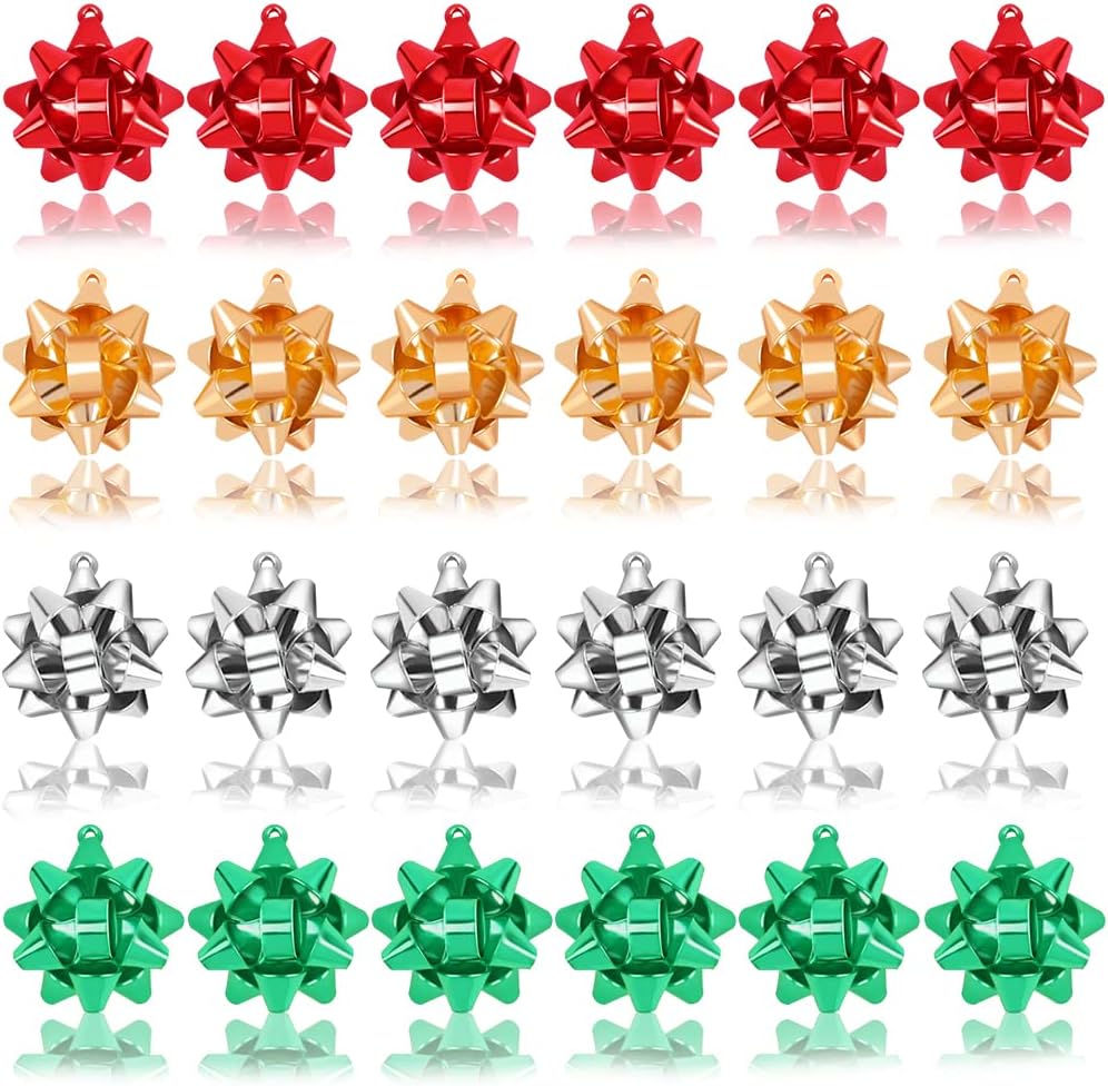 JOICEE 24 dijes de Navidad para hacer joyas, cinta metálica de Navidad, lazos de regalo para pulseras, collares, aretes, suministros de manualidades