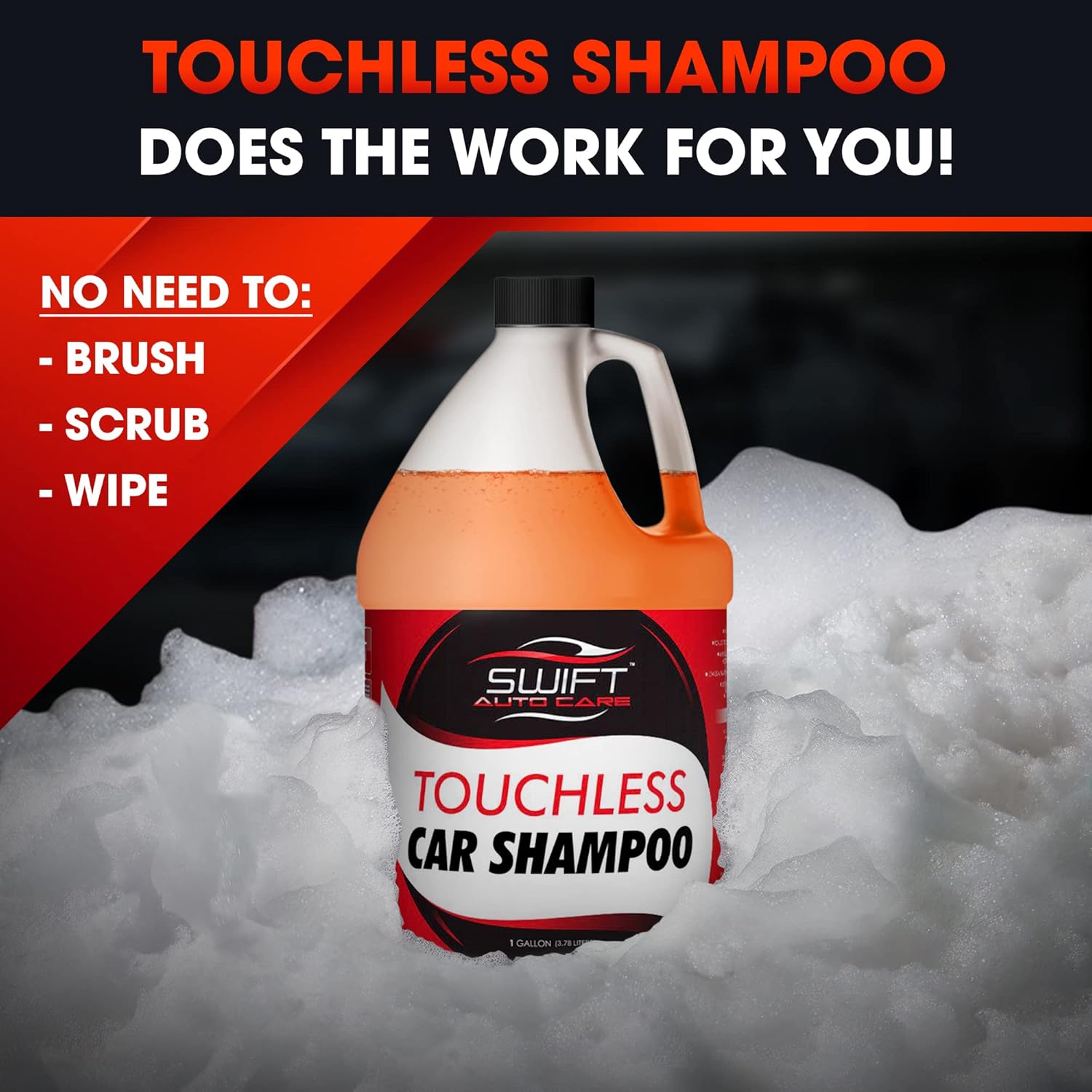 Swift – Champú de lavado de autos sin contacto (2 galones), no requiere cepillado, jabón de coche de alta espuma, resistente, detergente automático
