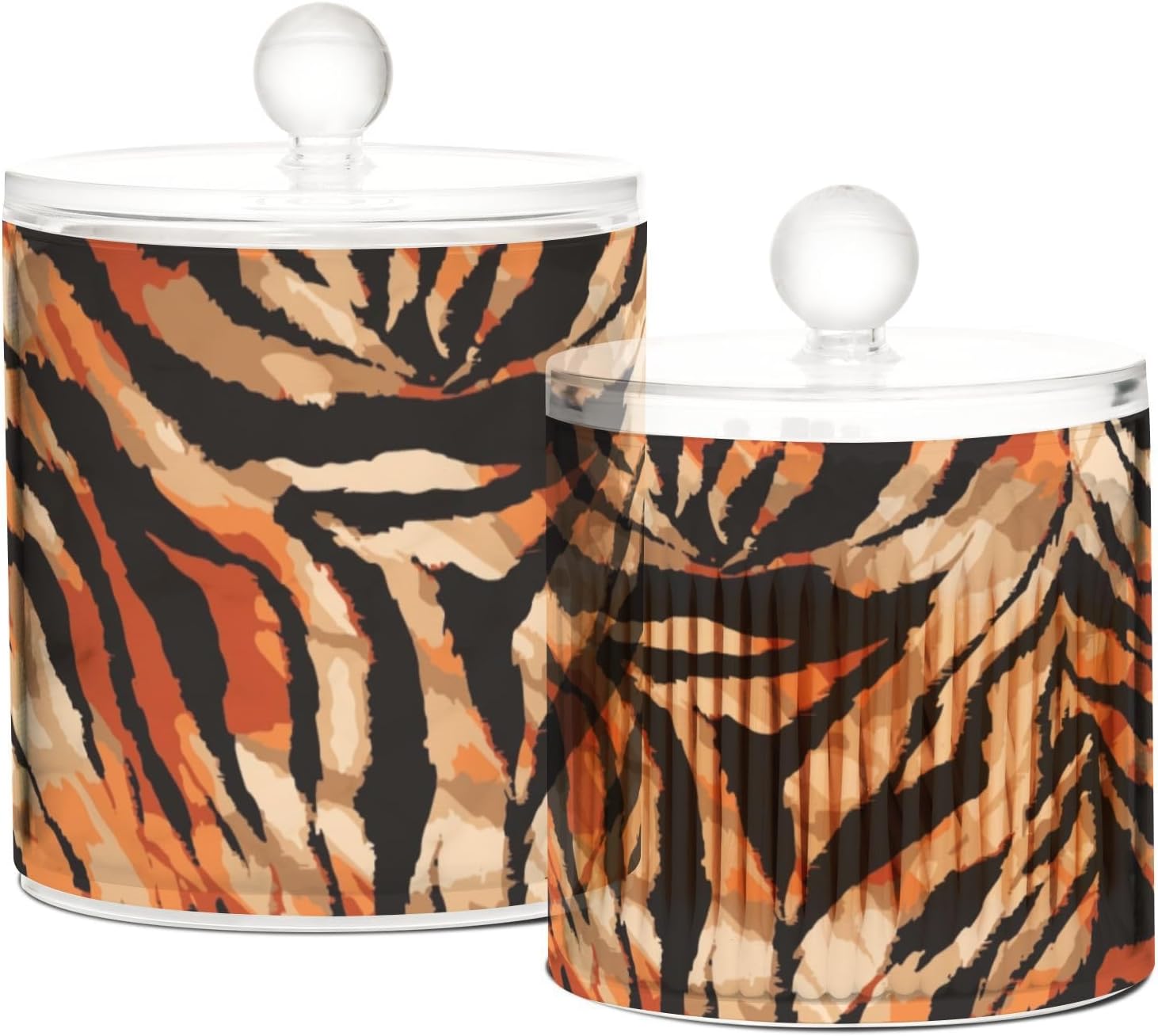 Zebra Tiger Stripes Jars with Lids Canister Jar Bathroom Containers Small Jars Cotton Round Holder for Dorm Room Essentials for College Students