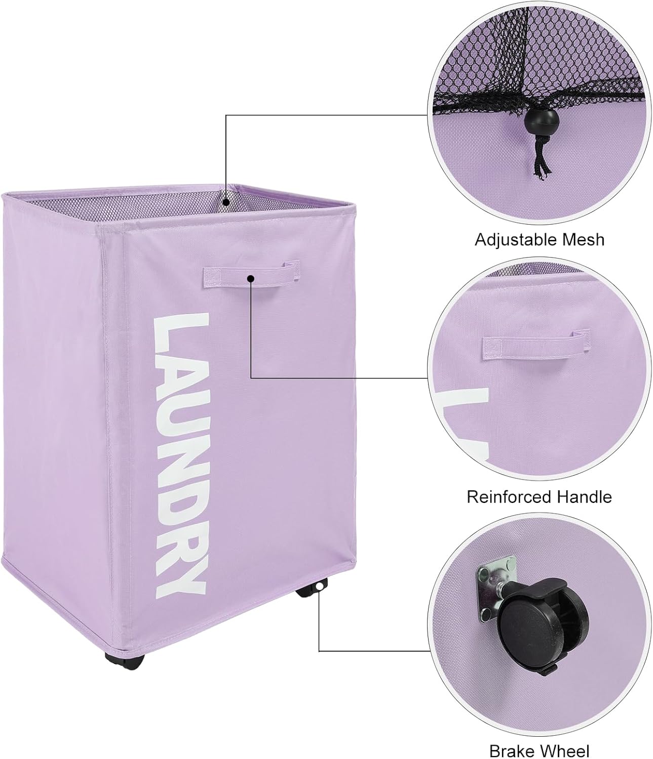 Surblue Cesta para la ropa sucia delgada con ruedas, cesta plegable para la ropa sucia con asa, contenedores de almacenamiento en las esquinas del