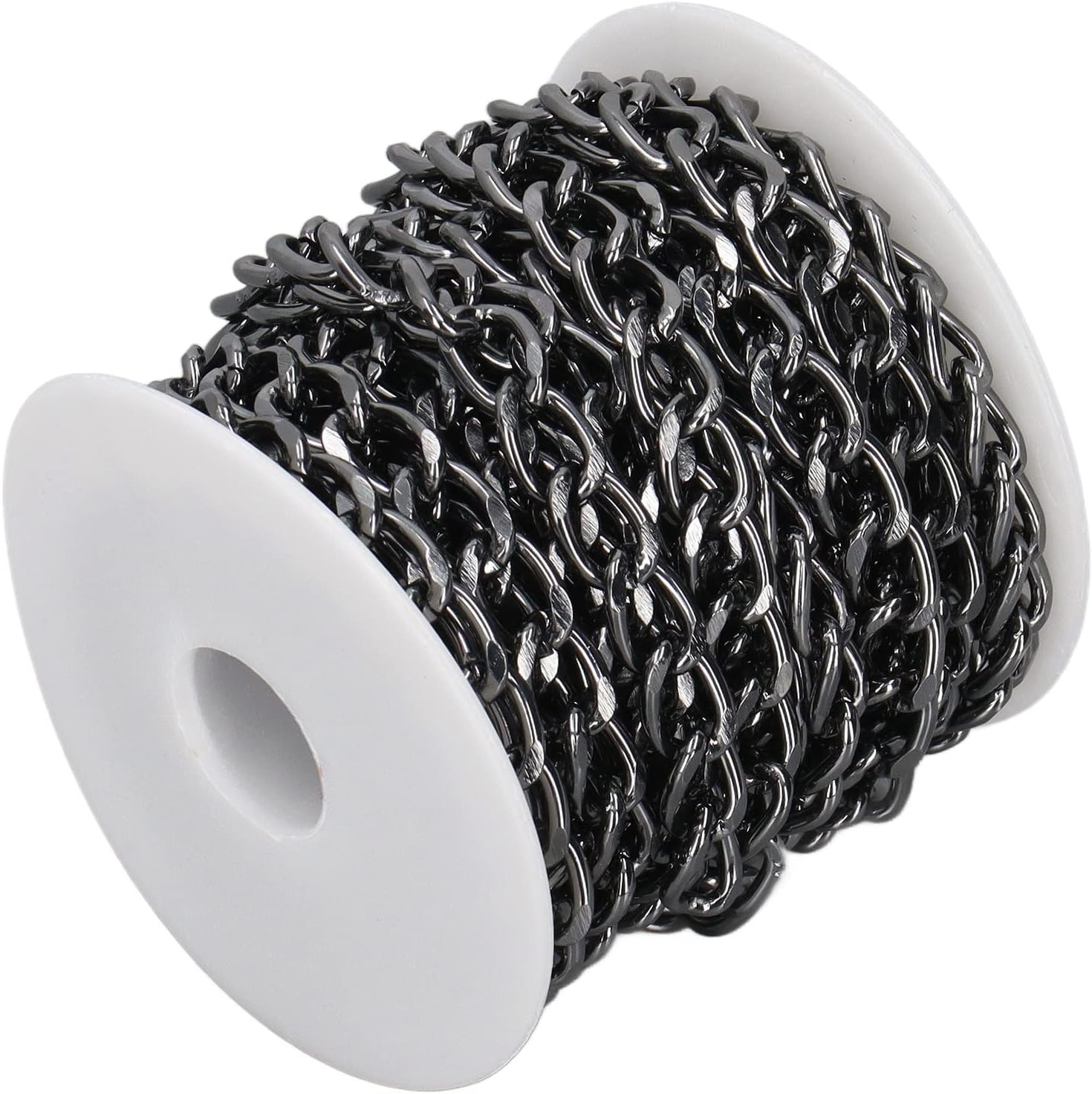 TOPINCN Cadena de eslabones de aluminio negro para la fabricación de joyas, cadena de eslabones de metal, suministros para collares, pulseras,