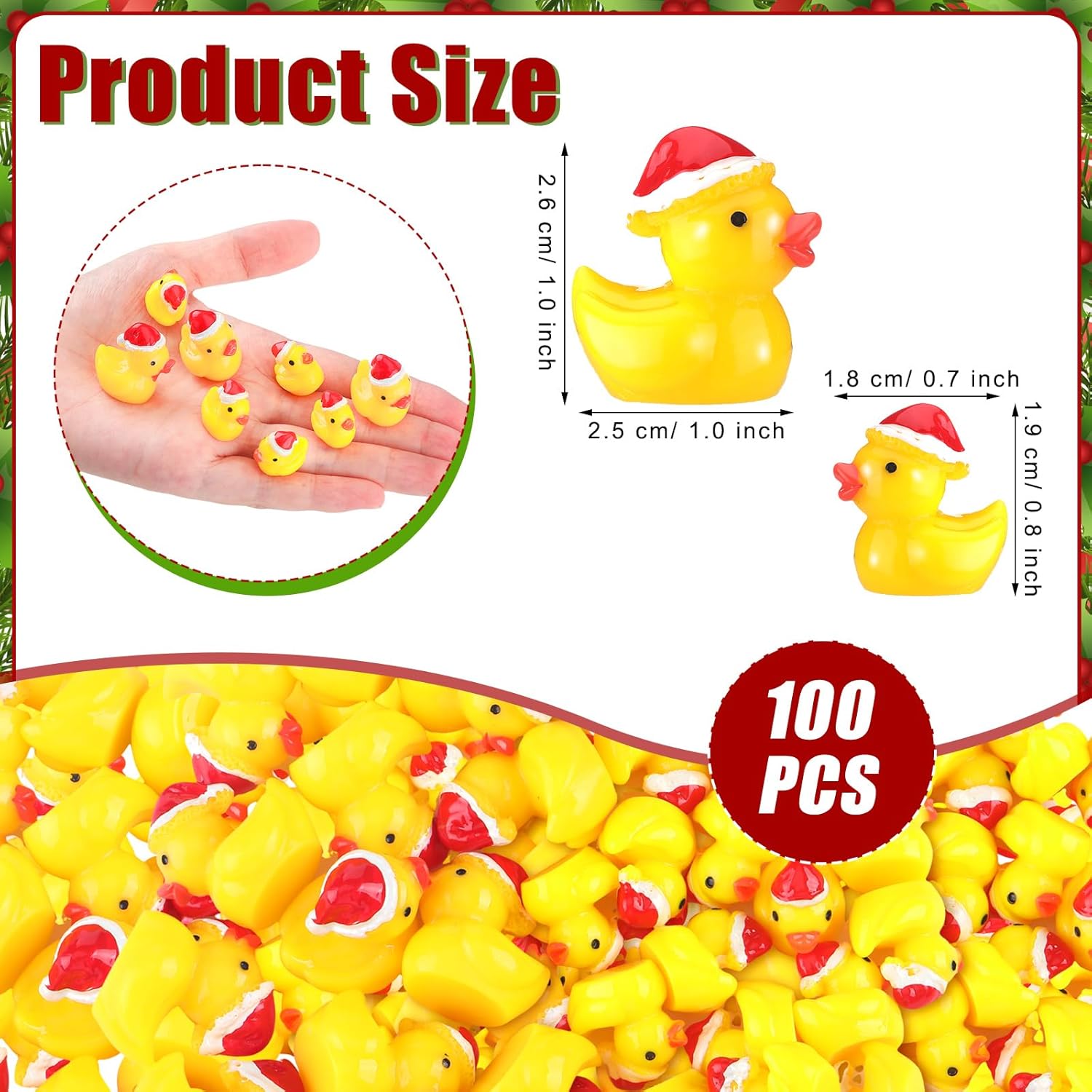 Marsui Abalorios de Navidad de patos pequeños de resina, decoración de mini sombrero de Navidad, figuras de pato, micro paisaje, jardín, acuario,